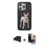ieg™ iPhone 15 Pro Kılıf Nova Form Koleksiyonu - Siyah 3D Antistatik Mat Seramik Nano Ekran Koruyucu + Raze Metal Kamera Lens - LT