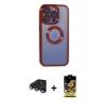 ieg™ iPhone 15 Pro Kılıf Pusula Form - Siyah Buffer Cam Ekran Koruyucu + Raze Metal Kamera Lens - LT