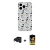 ieg™ iPhone 15 Pro Kılıf Pusula Form - Siyah Buffer Cam Ekran Koruyucu + Raze Metal Kamera Lens - LT