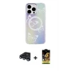 ieg™ iPhone 15 Pro Kılıf Pusula Form - Siyah Buffer Cam Ekran Koruyucu + Raze Metal Kamera Lens - LT