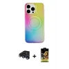 ieg™ iPhone 15 Pro Kılıf Pusula Form - Siyah Buffer Cam Ekran Koruyucu + Raze Metal Kamera Lens - LT