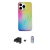 ieg™ iPhone 15 Pro Kılıf Pusula Form - Siyah Joko Magic 5D Cam + Raze Metal Kamera Lens - TMGI