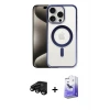 ieg™ iPhone 15 Pro Kılıf Siluet Çizgi Serisi - Siyah Bilvis 5in1 5D Magic Hayalet Cam Ekran Koruyucu + Raze Metal Kamera Lens - SH