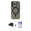 ieg™ iPhone 15 Pro Kılıf Yadigar Işık - Siyah Bilvis 5in1 3D Magic Cam Ekran Koruyucu + Raze Metal Kamera Lens - LT