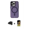 ieg™ iPhone 15 Pro Kılıf Yadigar Işık - Siyah Buffer Cam Ekran Koruyucu + Raze Metal Kamera Lens - SH