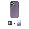 ieg™ iPhone 15 Pro Max Kılıf Ahenk Çizgi Prime - Siyah Bilvis 5in1 5D Magic Hayalet Cam Ekran Koruyucu + PVD Metal Kamera Lens - GI
