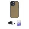 ieg™ iPhone 15 Pro Max Kılıf Ahenk Çizgi Serisi - Siyah Bilvis 5in1 5D Magic Hayalet Cam Ekran Koruyucu + Raze Metal Kamera Lens - LT