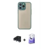 ieg™ iPhone 15 Pro Max Kılıf Ahenk Çizgi Serisi - Siyah Bilvis 5in1 5D Magic Hayalet Cam Ekran Koruyucu + Raze Metal Kamera Lens - LT
