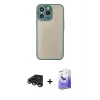 ieg™ iPhone 15 Pro Max Kılıf Ahenk Çizgi Serisi - Siyah Bilvis 5in1 5D Magic Hayalet Cam Ekran Koruyucu + Raze Metal Kamera Lens - TMGI