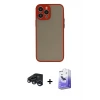 ieg™ iPhone 15 Pro Max Kılıf Ahenk Çizgi Serisi - Siyah Bilvis 5in1 5D Magic Hayalet Cam Ekran Koruyucu + Raze Metal Kamera Lens - LT