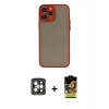 ieg™ iPhone 15 Pro Max Kılıf Ahenk Çizgi Serisi - Siyah Buffer Cam Ekran Koruyucu + PVD Metal Kamera Lens - GI