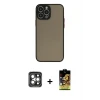 ieg™ iPhone 15 Pro Max Kılıf Ahenk Çizgi Serisi - Siyah Buffer Cam Ekran Koruyucu + PVD Metal Kamera Lens - GI