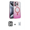 ieg™ iPhone 15 Pro Max Kılıf Ahenk Doku Özel Seri - Siyah Bilvis 0.18mm Plus Cam Ekran Koruyucu + PVD Metal Kamera Lens - LT