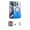 ieg™ iPhone 15 Pro Max Kılıf Ahenk Doku Özel Seri - Siyah Bilvis 0.18mm Plus Cam Ekran Koruyucu + PVD Metal Kamera Lens - LT