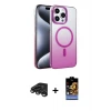 ieg™ iPhone 15 Pro Max Kılıf Ahenk Doku Özel Seri - Siyah Buffer Hayalet Cam Ekran Koruyucu + Raze Metal Kamera Lens - TMGI