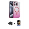 ieg™ iPhone 15 Pro Max Kılıf Ahenk Doku Özel Seri - Siyah Buffer Hayalet Cam Ekran Koruyucu + Raze Metal Kamera Lens - TMGI