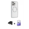 ieg™ iPhone 15 Pro Max Kılıf Ahenk Işık Serisi - Siyah Bilvis 5in1 5D Magic Hayalet Cam Ekran Koruyucu + Raze Metal Kamera Lens - GS