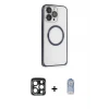ieg™ iPhone 15 Pro Max Kılıf Ahenk Işık Serisi - Siyah Joko Magic 5D Cam + PVD Metal Kamera Lens - LT