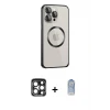ieg™ iPhone 15 Pro Max Kılıf Ahenk Işık Serisi - Siyah Joko Magic 5D Cam + PVD Metal Kamera Lens - LT