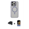 ieg™ iPhone 15 Pro Max Kılıf Ahenk Klasik Özel Seri - Siyah Buffer Hayalet Cam Ekran Koruyucu + Raze Metal Kamera Lens - LT