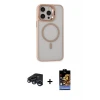 ieg™ iPhone 15 Pro Max Kılıf Ahenk Klasik Özel Seri - Siyah Buffer Hayalet Cam Ekran Koruyucu + Raze Metal Kamera Lens - LT