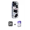ieg™ iPhone 15 Pro Max Kılıf Ahenk Modern Serisi - Siyah Bilvis 5in1 3D Magic Cam Ekran Koruyucu + PVD Metal Kamera Lens - SH