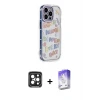 ieg™ iPhone 15 Pro Max Kılıf Ahenk Modern Serisi - Siyah Bilvis 5in1 3D Magic Cam Ekran Koruyucu + PVD Metal Kamera Lens - SH