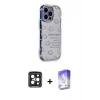ieg™ iPhone 15 Pro Max Kılıf Ahenk Modern Serisi - Siyah Bilvis 5in1 3D Magic Cam Ekran Koruyucu + PVD Metal Kamera Lens - SH