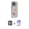ieg™ iPhone 15 Pro Max Kılıf Ahenk Modern Serisi - Siyah Bilvis 5in1 3D Magic Cam Ekran Koruyucu + PVD Metal Kamera Lens - SH