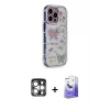 ieg™ iPhone 15 Pro Max Kılıf Ahenk Modern Serisi - Siyah Bilvis 5in1 5D Magic Hayalet Cam Ekran Koruyucu + PVD Metal Kamera Lens - GS