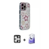 ieg™ iPhone 15 Pro Max Kılıf Ahenk Modern Serisi - Siyah Bilvis 5in1 5D Magic Hayalet Cam Ekran Koruyucu + PVD Metal Kamera Lens - GS