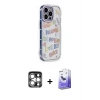 ieg™ iPhone 15 Pro Max Kılıf Ahenk Modern Serisi - Siyah Bilvis 5in1 5D Magic Hayalet Cam Ekran Koruyucu + PVD Metal Kamera Lens - GS
