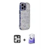 ieg™ iPhone 15 Pro Max Kılıf Ahenk Modern Serisi - Siyah Bilvis 5in1 5D Magic Hayalet Cam Ekran Koruyucu + PVD Metal Kamera Lens - GS