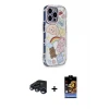 ieg™ iPhone 15 Pro Max Kılıf Ahenk Modern Serisi - Siyah Buffer Hayalet Cam Ekran Koruyucu + Raze Metal Kamera Lens - LT