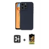 ieg™ iPhone 15 Pro Max Kılıf Ahenk Serisi - Siyah Buffer Cam Ekran Koruyucu + PVD Metal Kamera Lens - SH