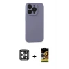 ieg™ iPhone 15 Pro Max Kılıf Ahenk Serisi - Siyah Buffer Cam Ekran Koruyucu + PVD Metal Kamera Lens - SH