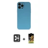 ieg™ iPhone 15 Pro Max Kılıf Ahenk Serisi - Siyah Buffer Cam Ekran Koruyucu + PVD Metal Kamera Lens - SH