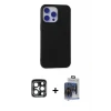 ieg™ iPhone 15 Pro Max Kılıf Ahenk Serisi - Siyah Vanessa Magic Cam + PVD Metal Kamera Lens - LT