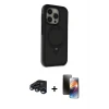 ieg™ iPhone 15 Pro Max Kılıf Ahenk Yansıma Özel Seri - Siyah 3D Antistatik Mat Seramik Nano Ekran Koruyucu + Raze Metal Kamera Lens - LT
