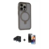 ieg™ iPhone 15 Pro Max Kılıf Ahenk Yansıma Özel Seri - Siyah 3D Antistatik Mat Seramik Nano Ekran Koruyucu + Raze Metal Kamera Lens - LT