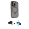 ieg™ iPhone 15 Pro Max Kılıf Ahenk Yansıma Özel Seri - Siyah 3D Antistatik Seramik Nano Ekran Koruyucu + Raze Metal Kamera Lens - GS