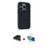 ieg™ iPhone 15 Pro Max Kılıf Ahenk Yansıma Özel Seri - Siyah 3D Antistatik Seramik Nano Ekran Koruyucu + Raze Metal Kamera Lens - GS