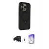 ieg™ iPhone 15 Pro Max Kılıf Ahenk Yansıma Özel Seri - Siyah Bilvis 5in1 3D Magic Cam Ekran Koruyucu + Raze Metal Kamera Lens - LT