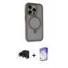 ieg™ iPhone 15 Pro Max Kılıf Ahenk Yansıma Özel Seri - Siyah Bilvis 5in1 3D Magic Cam Ekran Koruyucu + Raze Metal Kamera Lens - SH