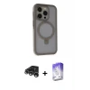 ieg™ iPhone 15 Pro Max Kılıf Ahenk Yansıma Özel Seri - Siyah Bilvis 5in1 3D Magic Cam Ekran Koruyucu + Raze Metal Kamera Lens - GS