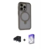 ieg™ iPhone 15 Pro Max Kılıf Ahenk Yansıma Özel Seri - Siyah Bilvis 5in1 3D Magic Cam Ekran Koruyucu + Raze Metal Kamera Lens - LT
