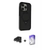 ieg™ iPhone 15 Pro Max Kılıf Ahenk Yansıma Özel Seri - Siyah Bilvis 5in1 3D Magic Cam Ekran Koruyucu + Raze Metal Kamera Lens - GS
