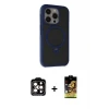 ieg™ iPhone 15 Pro Max Kılıf Ahenk Yansıma Özel Seri - Siyah Buffer Cam Ekran Koruyucu + PVD Metal Kamera Lens - TU