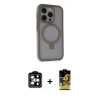 ieg™ iPhone 15 Pro Max Kılıf Ahenk Yansıma Özel Seri - Siyah Buffer Cam Ekran Koruyucu + PVD Metal Kamera Lens - TU