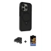 ieg™ iPhone 15 Pro Max Kılıf Ahenk Yansıma Özel Seri - Siyah Buffer Hayalet Cam Ekran Koruyucu + Raze Metal Kamera Lens - GS